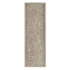 Laurel Branches Carved Wood Wall Decor Panel Natural - Madison Park