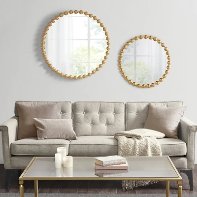 36" Dia Marlowe Round Decorative Wall Mirror Gold 6 36" Dia Marlowe Round Decorative Wall Mirror Gold - Image 6