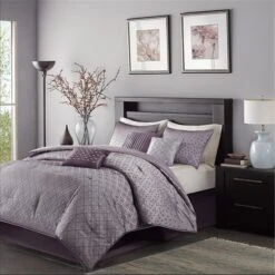 Biloxi 7 Piece Comforter Set, Purple - Cal King, 7PK