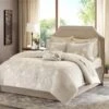 Vaughn 9 Piece Complete Bed And Sheet Set - Tan, Full, 9PK