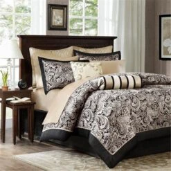 Aubrey 12 Piece Complete Bed Set - Black, Full, 12PK