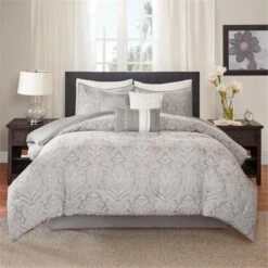 Averly 7 Piece Comforter Set - Grey, California King, 7PK