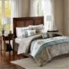 Caroline Jacquard 7 Piece Comforter Set - Blue, Cal King Size, 7PK