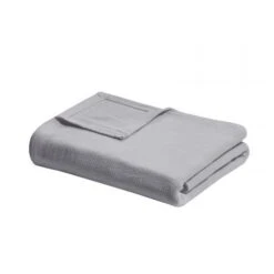 Freshspun Basketweave Cotton Blanket, Grey - Twin