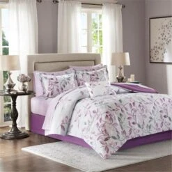 Lafael Complete Comforter Set, Purple - Queen