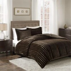 Duke Faux Fur Comforter Mini Set, King - Chocolate