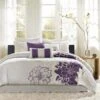 100 Percent Cotton Sateen Printed Comforter, Set Of 6 - Purple, 6PK