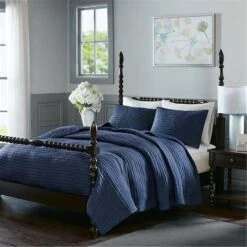 Madison Park Serene Cotton Coverlet Set, Blue, King