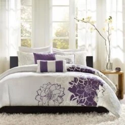 Madison Park MP12-260 Madison Park Lola Duvet Cover Set; Purple - Queen
