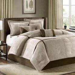 Madison Park MP10-315 Madison Park Dallas 7 Piece Comforter Set; Khaki - Cal King