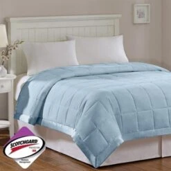 Madison Park MP51-542 Windom Microfiber Down Alternative Blanket; Blue - Full & Queen