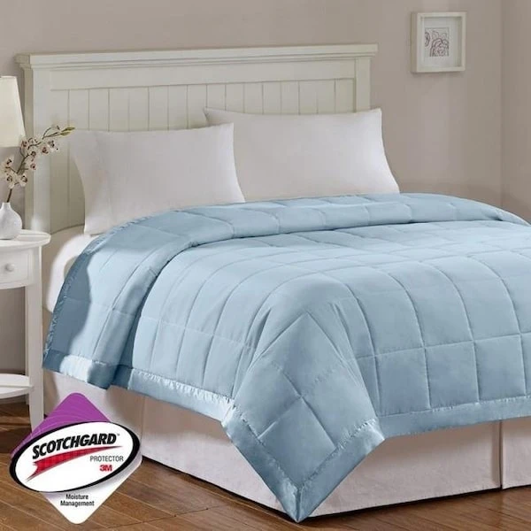 Madison Park MP51-542 Windom Microfiber Down Alternative Blanket; Blue - Full & Queen 1 Madison Park MP51-542 Windom Microfiber Down Alternative Blanket; Blue - Full & Queen