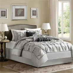 Madison Park MP10-1330 Laurel 7 Piece Comforter Set; Grey - California King