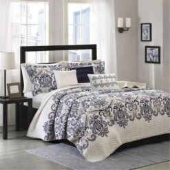 Cali 6 Piece Quilted Coverlet Set, Blue - King