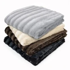 Madison Park MP50-1593 Duke Long Fur Throw; Grey