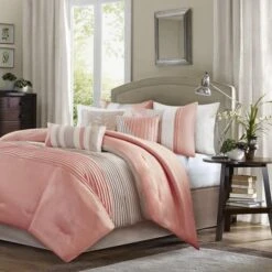 Madison Park MP10-2320 Amherst 7 Piece Comforter Set - Coral; Queen