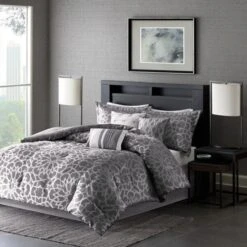 Madison Park MP10-2375 Carlow 7 Piece Comforter Set - Grey; California King