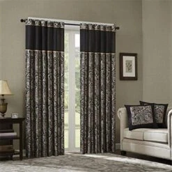 Madison Park MP40-2678 Polyester Jacquard Panel; Pair; Black
