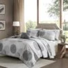 Madison Park MPE13-311 8 Piece Grey Knowles Complete Coverlet Set; King