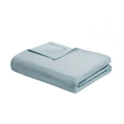 Madison Park BL51N-0853 Freshspun Basketweave Cotton Blanket; Blue - King