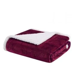 60 X 70 In. Elma Oversized Textured Plush Throw - Burgundy