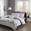 Madison Park MP12-4169 Holly Cotton Duvet Cover Set; Purple - Full & Queen - 7 Piece