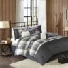 Madison Park MP10-4678 Ridge 7 Piece Herringbone Comforter Set - Grey; Cal King Size