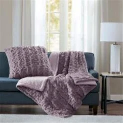 Madison Park MP50-4876 50 X 60 In. Ruched Fur Throw - Lavender