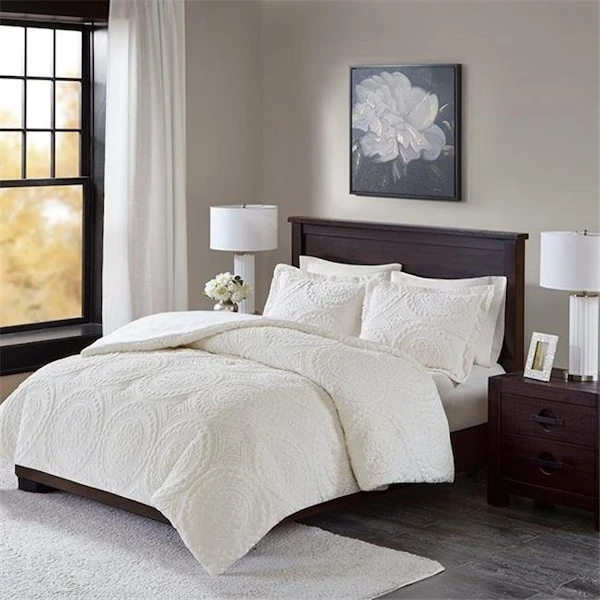 Madison Park MP10-5058 Arya Medallion Ultra Plush Comforter Mini Set - Ivory; Full & Queen Size 1 Madison Park MP10-5058 Arya Medallion Ultra Plush Comforter Mini Set - Ivory; Full & Queen Size