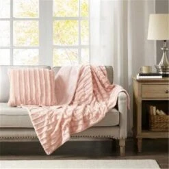 Madison Park MP50-4823 50 X 60 In. Long Fur Throw; Blush
