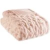Madison Park MP50-4878 50 X 60 In. Ruched Faux Fur Throw Blanket; Blush