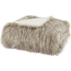 Madison Park MP50-4825 50 X 60 In. Faux Fur Throw; Natural