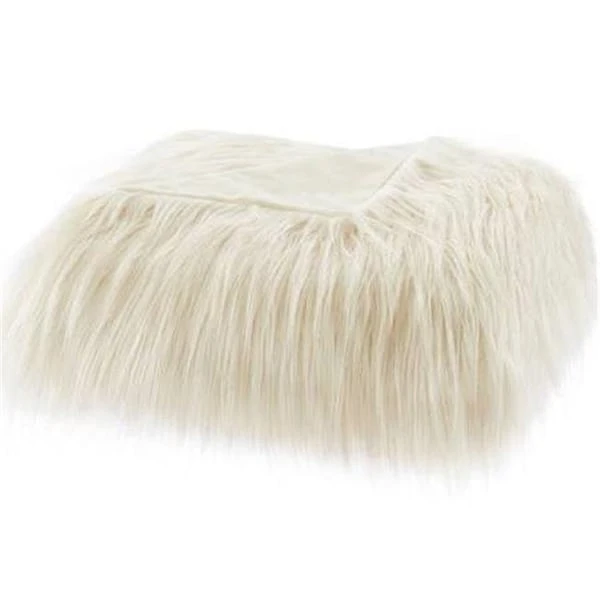 Madison Park MP50-4826 50 X 60 In. Faux Fur Throw; Ivory 1 Madison Park MP50-4826 50 X 60 In. Faux Fur Throw; Ivory