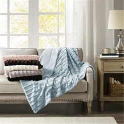 50 X 60 In. Long Fur Throw - Aqua