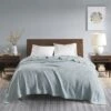 Madison Park MP51N-6188 Light Blue 100 Percent Egyptian Cotton Solid Blanket; Full & Queen Size
