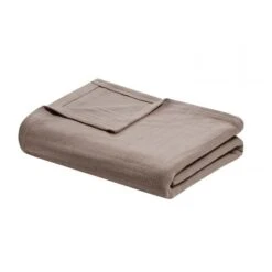 Freshspun Basketweave Cotton Blanket, Taupe - Twin