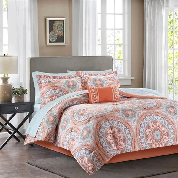 Madison Park 9 Pieces Coral Serenity Complete Bed And Sheet Set, California King, 9PK 1 Madison Park 9 Pieces Coral Serenity Complete Bed And Sheet Set, California King, 9PK