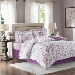 Lafael Complete Comforter Set, Purple - Cal King