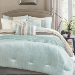 Amherst 7 Piece Comforter, Aqua, Cal King, 7PK