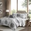 Madison Park 8 Piece Grey Complete Coverlet Sheet Set, Full