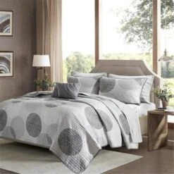 Madison Park 8 Piece Grey Complete Coverlet Sheet Set, Full