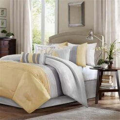 Amherst 7 Piece Comforter Set - Yellow, King, 7PK