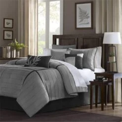 Connell 7 Piece Comforter Set, Full - Grey, 7PK