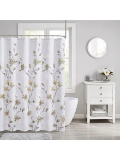 Magnolia Devore Floral Shower Curtain